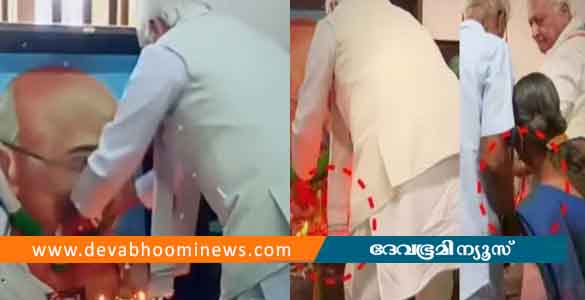 പുഷ്പാർച്ചന നടത്തുന്നതിനിടെ ഗവര്‍ണര്‍ ആരിഫ് മുഹമ്മദ് ഖാന്‍റെ ​ഷാളിന് തീ പിടിച്ചു