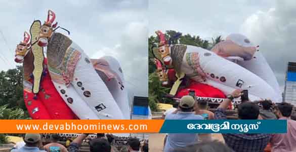 ഓച്ചിറയില്‍ 72 അടി ഉയരമുള്ള കെട്ടുകാള മറിഞ്ഞുവീണു